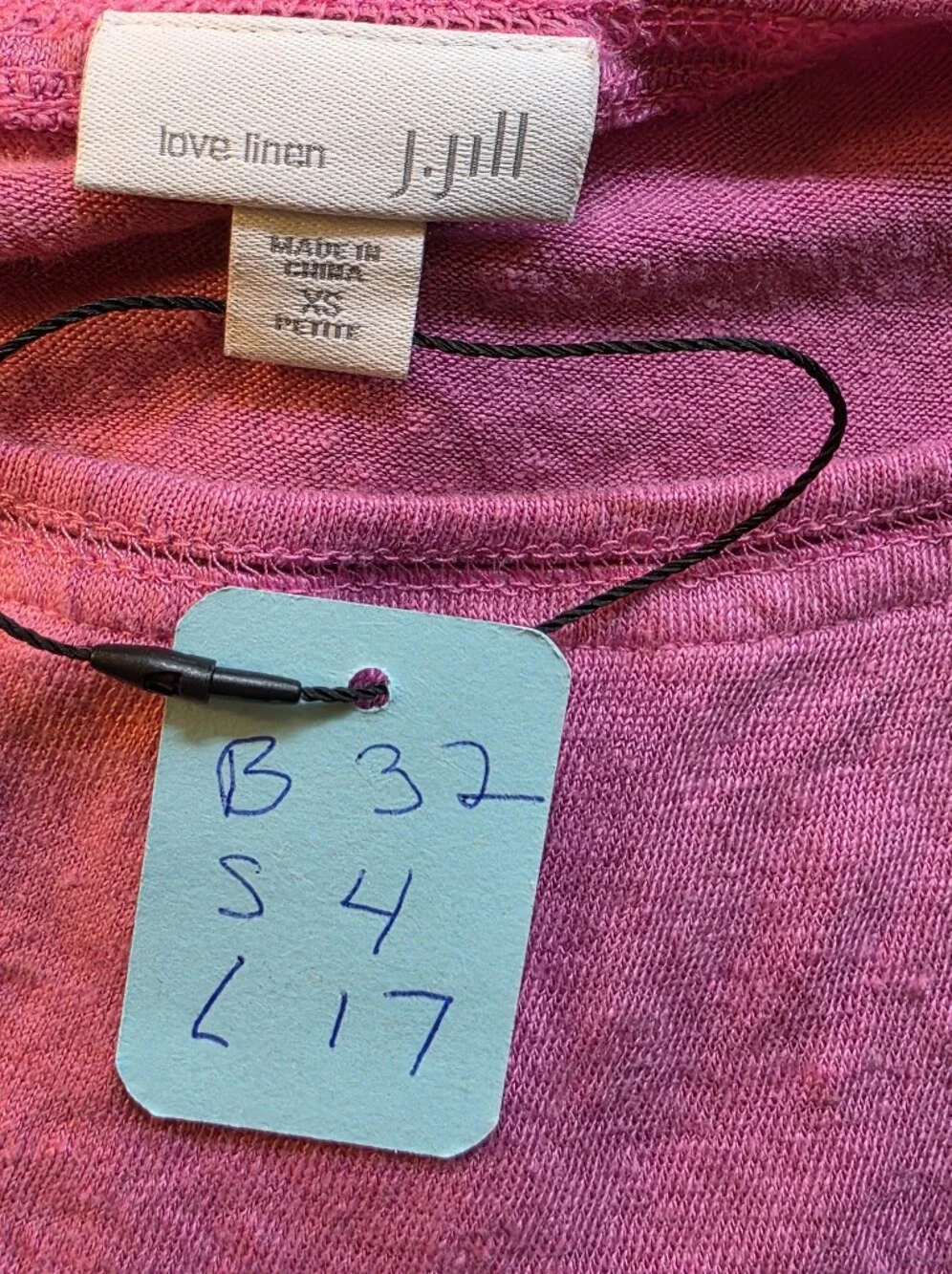 J. Jill 100% Linen Pink Short-Sleeve Tee Everyday Essential Size Exra Small